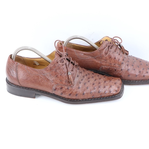 Mezlan Platinum Ostrich Leather Dress Shoes Brown main image 13